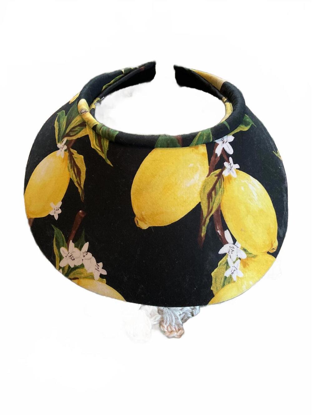 Vintage Lemon Print Sun Hat Brimmed Visor